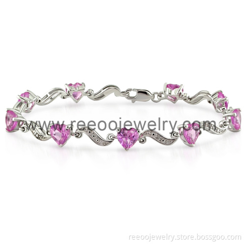 Pave Set Cubic Zirconia Wave Link Tennis Bracelet 7 Inch